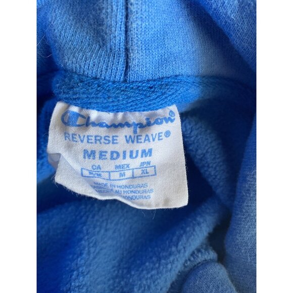 Champion Blue Pullover Hoodie Drawstring Sweatshirt Size Medium Pre-Owned Great - Picture 11 of 12